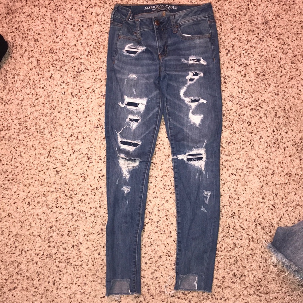 American Eagle Super Low Rise Distressed Jeggings